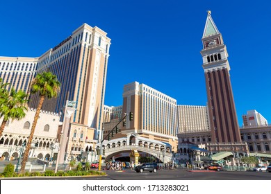 LAS VEGAS, USA - MARCH 29, 2020: The Venetian Hotel and Casino in Las Vegas, Nevada, USA