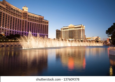LAS VEGAS, USA - MAY 9: The fountains at Bellagio Hotel and Casino in Las Vegas, NV seen May 9, 2007. These choreographed fountains have been the centerpiece of the hotel since it opened in 1998.