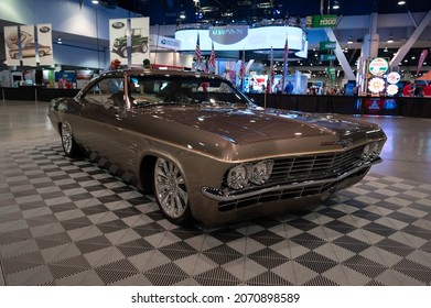 Las Vegas, USA - November 5, 2021: 1965 Chevy Impala “Imposter” by Chip Foose showcased at the SEMA Show
