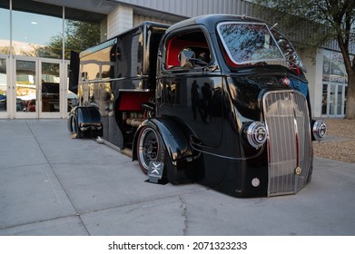 Las Vegas, USA - November 5, 2021: 1937 International Harvester classic truck showcased at the SEMA Show