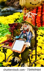 LAS VEGAS ,USA - OCT 08 : Fall season in Bellagio Hotel Conservatory and Botanical Gardens on October 08 , 2017 in Las Vegas. There are five seasonal themes that the Conservatory undergoes each year.