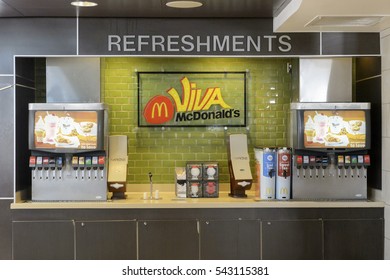 LAS VEGAS, USA - October 10, 2015: McDonald's Restaurant In Las Vegas.  Self Serve Drink Counter.