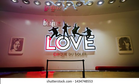 LAS VEGAS, USA - October 9, 2017: Entrance To The Beatles Cirque Du Soleil Theater Love Show At The Mirage