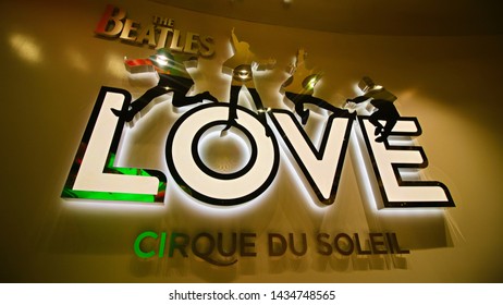 LAS VEGAS, USA - October 9, 2017: Entrance To The Beatles Cirque Du Soleil Theater Love Show At The Mirage