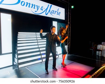 LAS VEGAS, USA - SEP 19, 2017: Donny And Marie Osmond, An American Family Music Group, Madame Tussauds Wax Museum In Las Vegas Nevada.