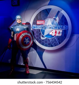 LAS VEGAS, USA - SEP 19, 2017: Captain America, Steve Rogers, Madame Tussauds Wax Museum In Las Vegas Nevada.