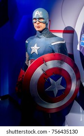 LAS VEGAS, USA - SEP 19, 2017: Captain America, Steve Rogers, Madame Tussauds Wax Museum In Las Vegas Nevada.