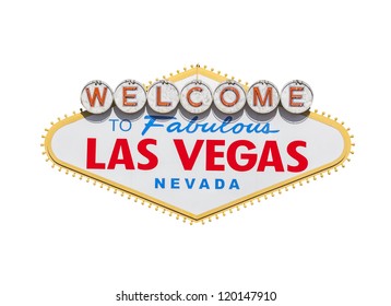 Las Vegas welcome sign diamond shape isolated with clipping path.