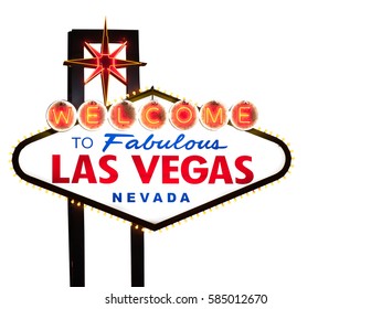 Las Vegas welcome sign isolated on white