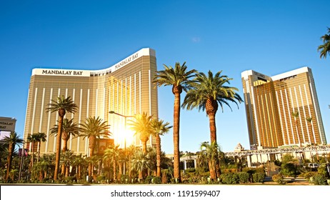 LAS VEGAS,NV/USA - SEP 16,2018 : The Mandalay Bay resort and casino,one year after the Las Vegas shooting incident on the Las Vegas Strip.