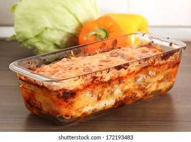 Lasagna In A Glass Container