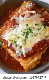 Lasagna Plate Vertical Above Close Up