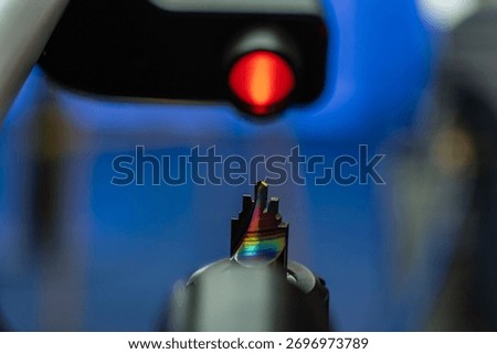 Laser CNC tool measurement machine accurately measuring the length and diameter of cutting machining tools, precision equipment used in workshops and industrial manufacturing environments.
