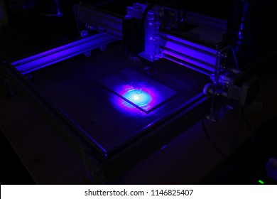 Laser engraving marking instrument in the dark.