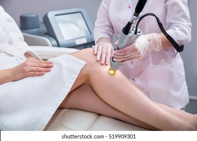 Laser epilation and cosmetology.  Hair removal cosmetology procedure. Laser epilation and cosmetology. Cosmetology and SPA concept. 