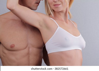 Laser Hair Removal For Men And Woman. Waxing Treatment. Fit, Fitness Couple On White Background