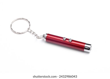 Laser pointer flashlight on white background