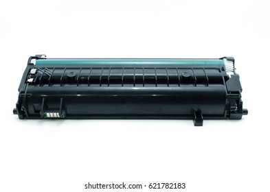 Laser Printer Cartridge Isolated On White Background. Front View.