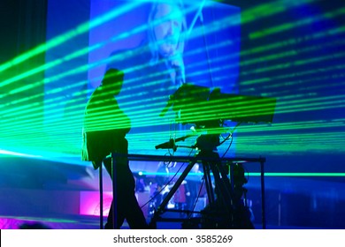 Laser show on performance of musical group