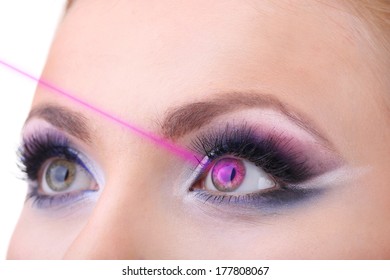 Laser vision correction. Woman's  eyes.