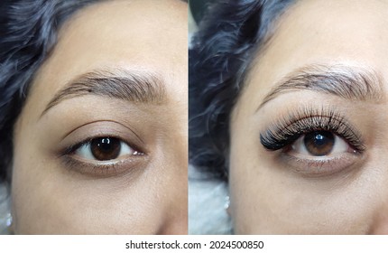 lash extension in beauty salon macro eye top view - Shutterstock ID 2024500850