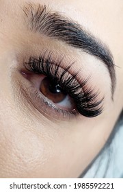 lash extensions macro eye top view  - Shutterstock ID 1985592221