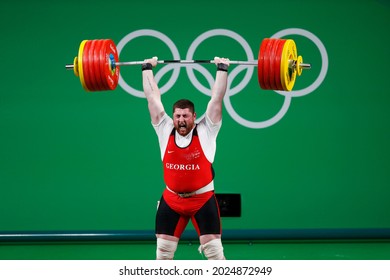 Lasha Talakhadze of Georgia gold medal at Rio 2016 Olympic Games. Lifts 223 kg breaks the world record in weightlifting - Rio de Janeiro, Brazil 08.16.2016