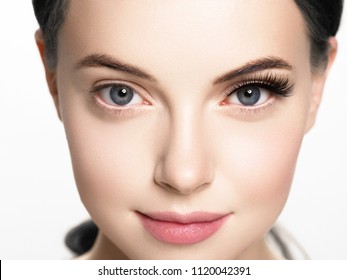 Lashes Extension Before After, Eyelash, Beautiful Woman Eyescloseup