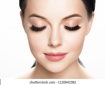 Lashes Extension, Eyelash, Beautiful Woman Eyescloseup