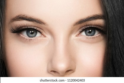 Lashes extension, eyelash, beautiful woman eyescloseup