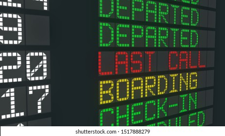 Last Call Airport Table Sign, International Flight Departures Schedule Status