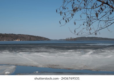 the last ice on the lake in spring