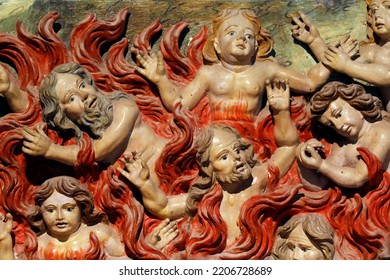 The Last Judgement. The Damned Into Hell. Notre Dame De La Gorge Church.  France. 