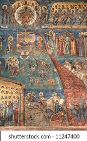 The Last Judgement Scene At Voronet Painted Monastery In Romania.