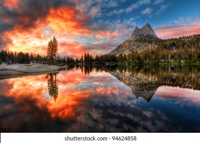 Last Light at Cathedral Lake Yosemite National Park, California - Powered by Shutterstock