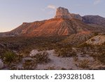 Last Light on El Capitan and Permian Fossil Reef Guadalupe Mountains National Park of West Texas