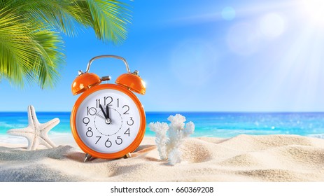 Last Minute - Summertime Concept - Alarm In Tropical Beach
