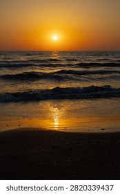 Last moment of dramatic sunset over Mediterranean sea, Cyprus