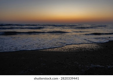 Last moment of dramatic sunset over Mediterranean sea, Cyprus