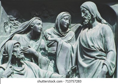 The Last Supper, Jesus The Statue Of A Fresco Painting On A Stone