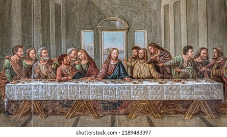 Last Supper Painting From 1842 In Gårslev Church, Denmark, August 4, 2022