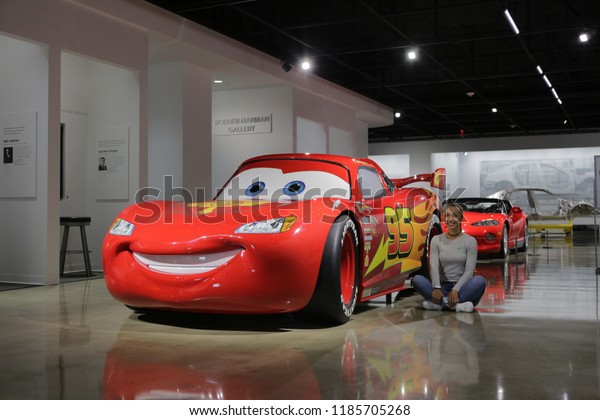 Las-Vegas, USA, September 2018 Monty Lightning\
McQueen an anthropomorphic stock car in the animated Disney Pixar\
cartoon film Cars