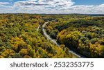 Late afternoon aerial autumn image of the area surrounding the Yorktown Heights, NY, USA  10-16-2024