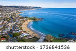 Late afternoon aerial view of the Laguna Beach, California coastline.