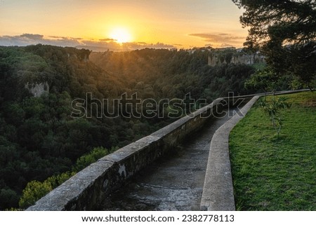 Late afternoon view at San Michele Arcangelo monastery, at Castel Sant'Elia. Province of Viterbo, Lazio, Italy.