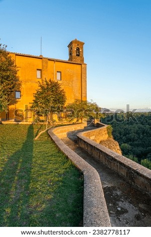 Late afternoon view at San Michele Arcangelo monastery, at Castel Sant'Elia. Province of Viterbo, Lazio, Italy.