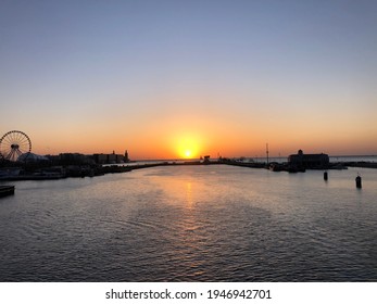 Late March Sunrise Lakeshore Drive Bridge Chicago