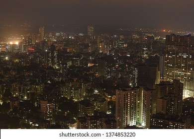 Late Night View Of Mumbai City Including High Rise Buildings.