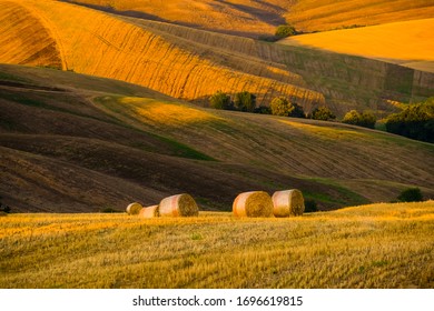 Late Summer Aerial Landscape Of Valley In Italy