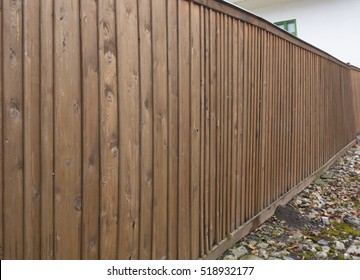 Lateral perspective of simple brown fence - Shutterstock ID 518932177